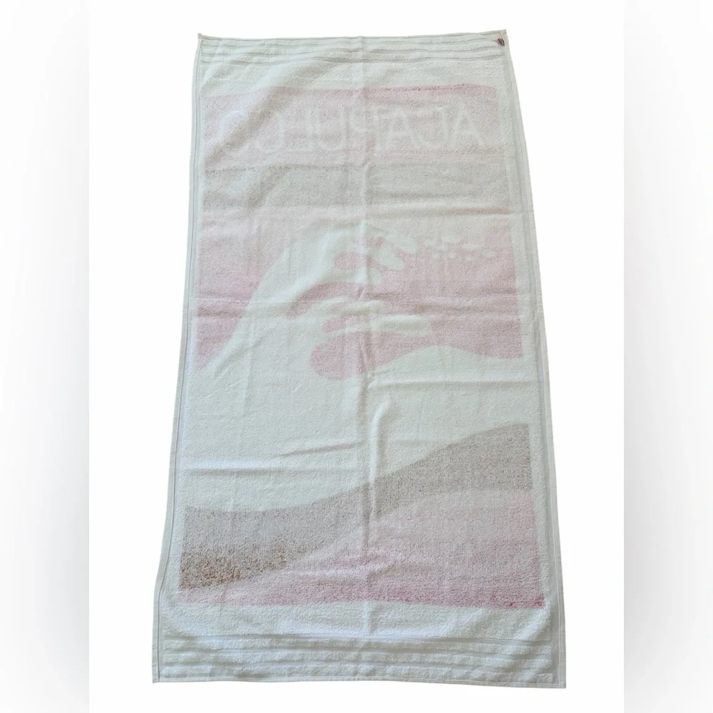 La Josefina Vintage Acapulco Beach Towel NOS Red Orange White 30.5